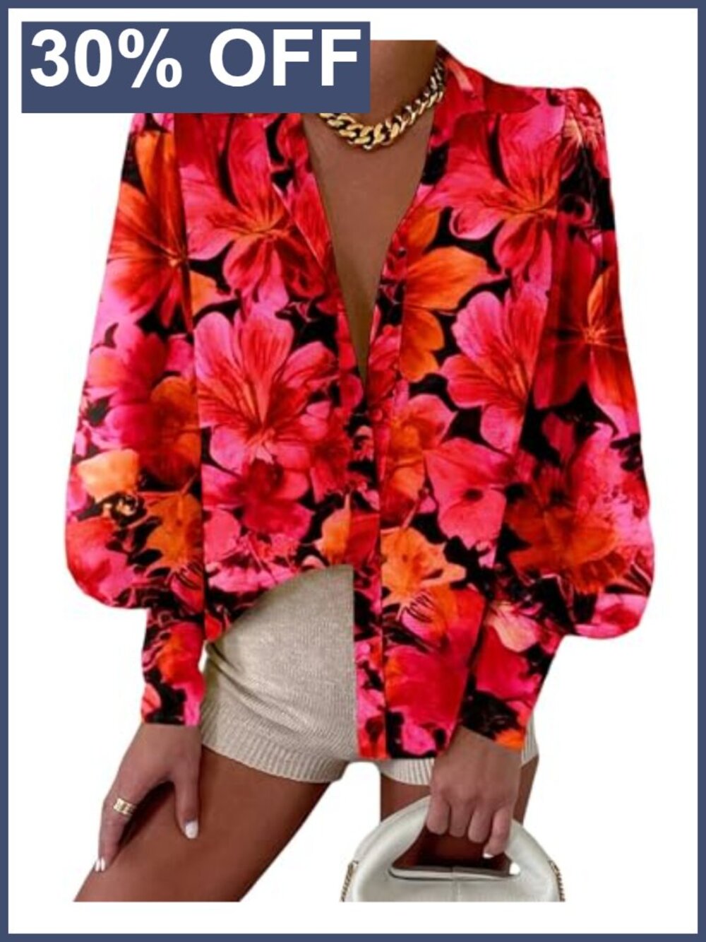 Womens Dressy Casual Button Down Blouse Long Sleeve Lantern Sleeve Top